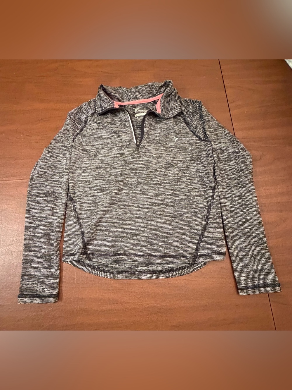 Old Navy Active Go-Dry Quarter Zip Pullover Space Dye Black Pink Girls Medium 8